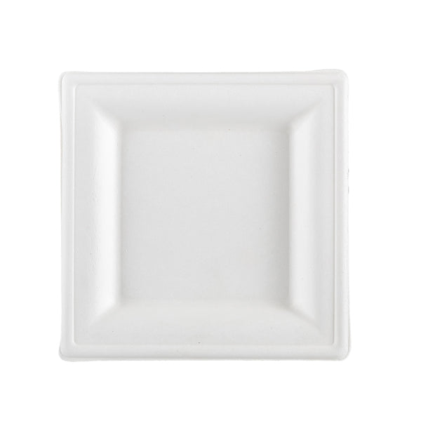 Signor Bio - BPS001BIO50B - Piatto quadrato monouso - 16 x 16 cm - canna da zucchero - bianco - Signor Bio - conf. 50 pezzi - 100110 - Conf. da 1 Pz.