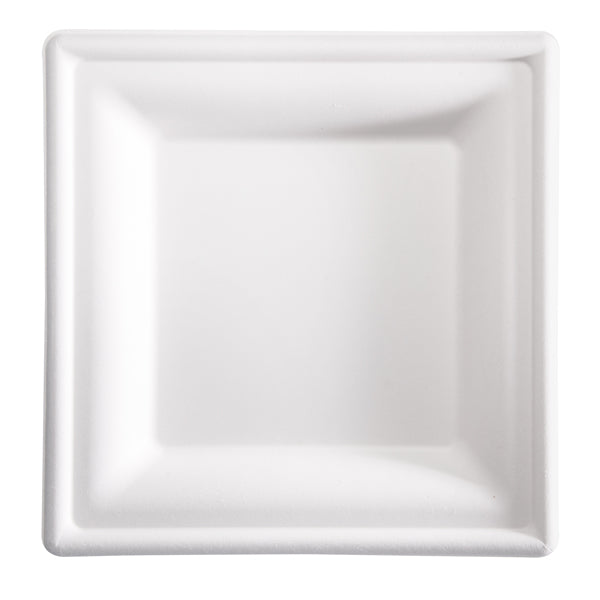 Signor Bio - BPS002BIO50B - Piatto quadrato monouso - 20 x 20 cm - canna da zucchero - bianco - Signor Bio - conf. 50 pezzi - 100111 - Conf. da 1 Pz.