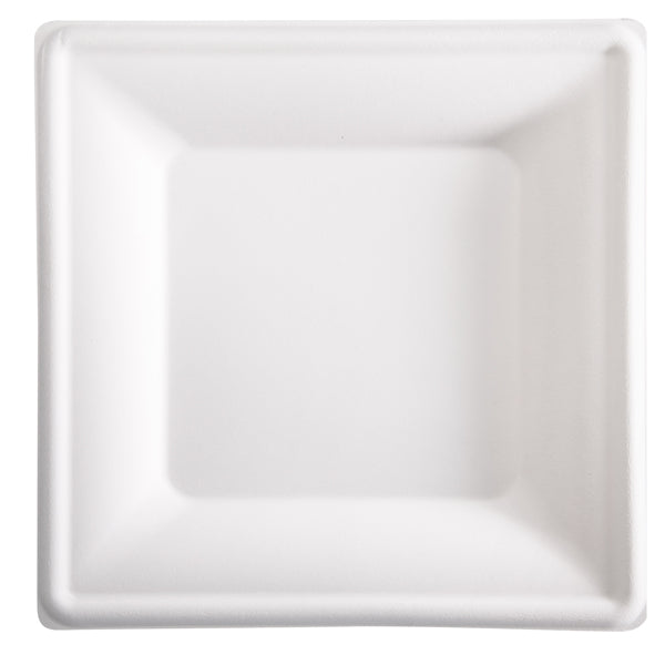 Signor Bio - BPS003BIO50B - Piatto quadrato monouso - 26 x 26 cm - canna da zucchero - bianco - Signor Bio - conf. 50 pezzi - 100112 - Conf. da 1 Pz.