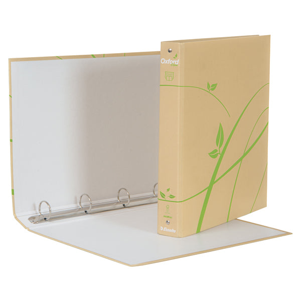 ESSELTE - 397850502 - Raccoglitore Oxford Green - 4 anelli tondi 30 mm - dorso 4 cm - 22 x 30 cm - carta riciclata - avana - Esselte - 100129 - Conf. da 12 Pz.
