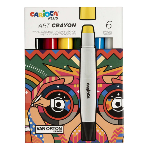CARIOCA - 45212 - Pastello a cera Art Crayon - D 10 mm x 138 mm - colori assortiti - Carioca Plus - conf. 6 pezzi - 100222 -  Conf. da 1 Pz.