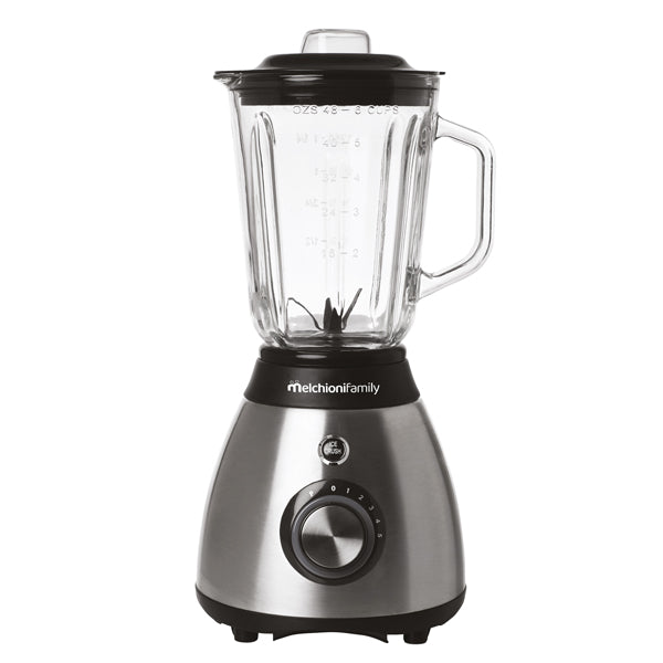 Melchioni Family - 118420210 - Frullatore Frullo Glass - con bicchiere in vetro - 600 W - nero-argento - Melchioni - 100353 - Conf. da 1 Pz.