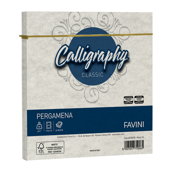 FAVINI - A574078 - Busta Calligraphy Pergamena - 170 x 170 mm - 90 gr - perla 10 - Favini - conf. 25 pezzi - 100416 - Conf. da 1 Pz.