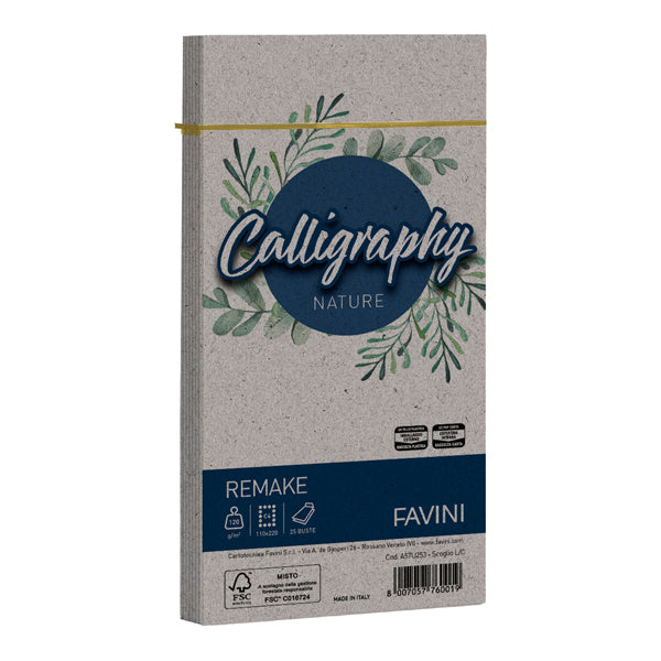 FAVINI - A57U253 - Busta Calligraphy Remake - 110 x 220 mm - 120 gr - scoglio - Favini - conf. 25 pezzi - 100423 - Conf. da 1 Pz.