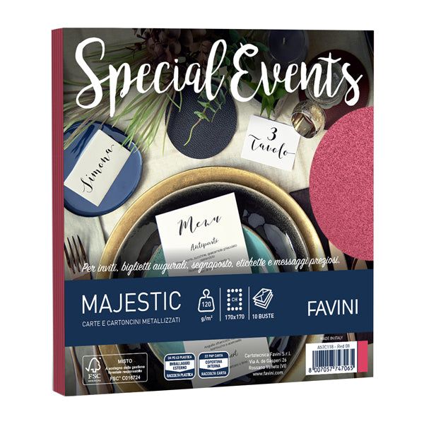 FAVINI - A57C118 - Busta Special Events - 170 x 170 mm - 120 gr - rosso - Favini - conf. 10 buste - 100445 - Conf. da 1 Pz.