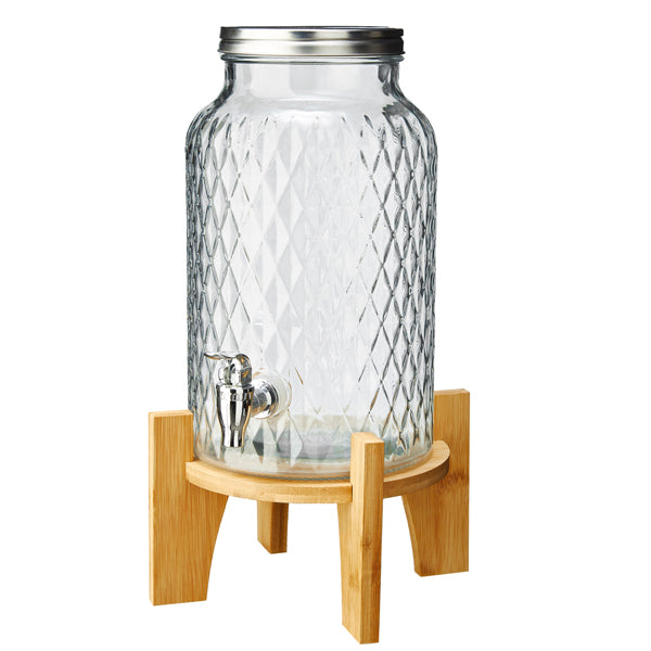Leone - T3026 - Caraffa con rubinetto - base bamboo - 5,6 L - vetro - trasparente - Leone - 100447 - Conf. da 1 Pz.