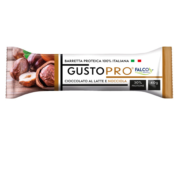Falco - 01-0400 - Barretta proteica GustoPro - cioccolato al latte e nocciola - 40 gr - Falco - 100502 - Conf. da 24 Pz.