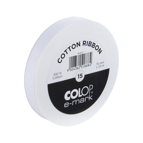 COLOP - 154.921.00 - Nastro in cotone E-mark 15mmx25m bianco Colop - 100568 - Conf. da 1 Pz.