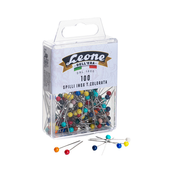 LEONE - APSC1 - Spillo con testa di plastica colorata - inox - Leone - conf. 100 pezzi - 100658 - Conf. da 1 Pz.