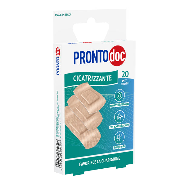 ProntoDoc - 4033 - Cerotto cicatrizzante - con acido ialuronico - misure assortite - ProntoDoc - conf. 20 pezzi - 100700 - Conf. da 1 Pz.