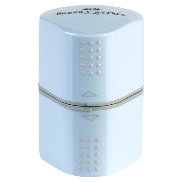 FABER-CASTELL - 183874 - Temperamatite Grip 2001 con contenitore - 3 fori - sky blue - con doppio serbatoio - Faber Castell - 100760 - Conf. da 1 Pz.