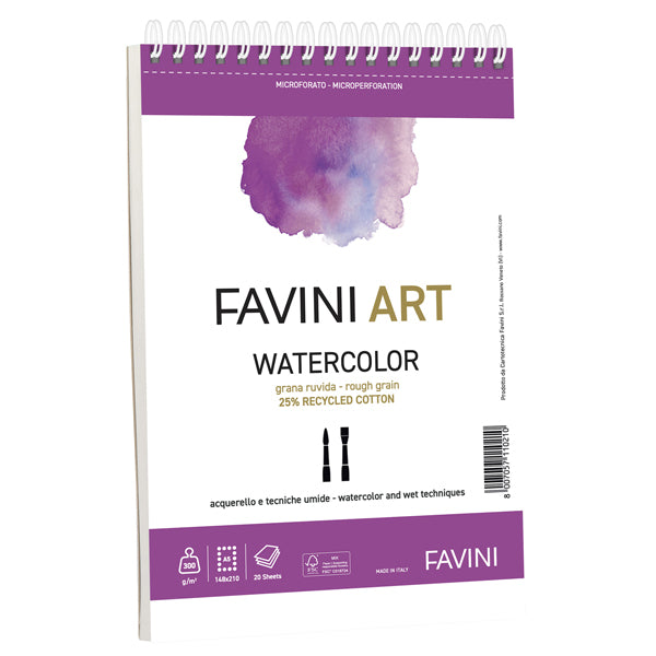FAVINI - A290025 - Album spiralato Watercolor Favini Art 20fg 300gr A5 - 100779 -  Conf. da 1 Pz.