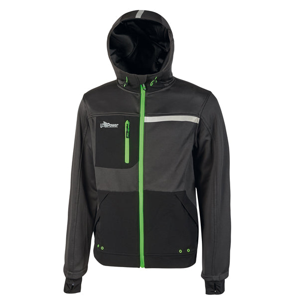 U-Power - FU275RL-L - Felpa Galaxy - taglia L - nero-verde - U-Power - 101139 - Conf. da 1 Pz.
