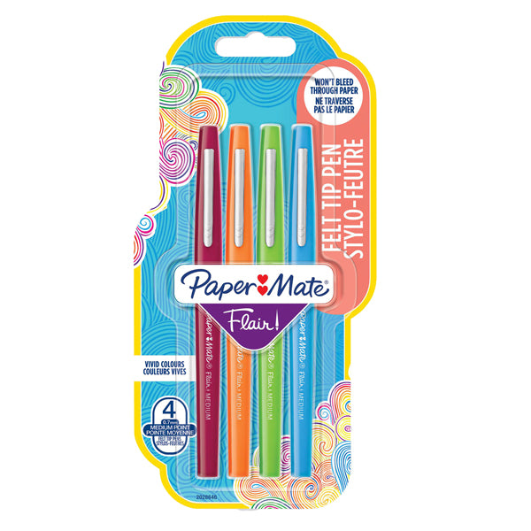 PAPERMATE - 2028646 - Pennarello Flair Nylon - colori assortiti Fun - Papermate - conf. 4 pezzi - 101259 - Conf. da 1 Pz.