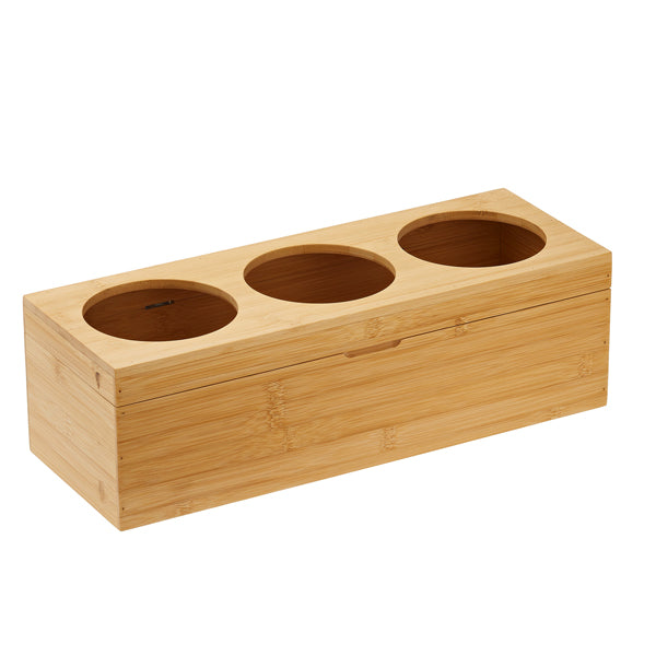 Leone - S0132 - Portabottiglie con tre fori - 42 x15,5 x13 cm - bamboo - colore naturale - Leone - 101391 - Conf. da 1 Pz.