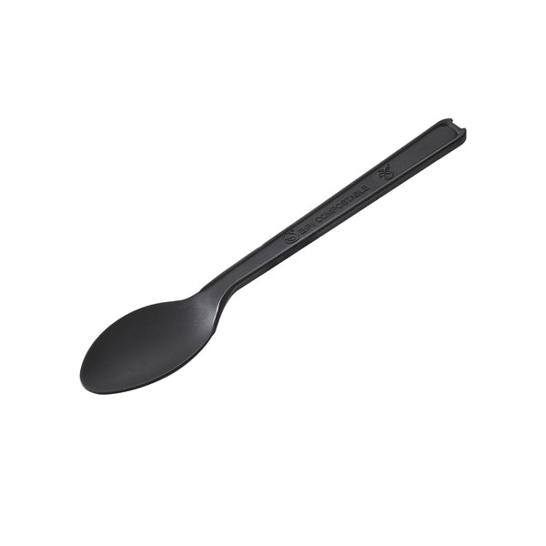 Leone - Q2044.Z - Cucchiaino monouso in CPLA - 12,5 cm - nero - Leone - conf. 50 pezzi - 101409 - Conf. da 1 Pz.