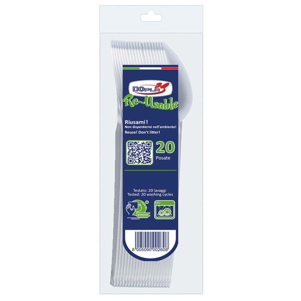 DOPLA - 03659 - Cucchiaio compact Reuse -18 cm - PS - trasparente - Dopla - conf. 20 pezzi - 101496 - Conf. da 1 Pz.