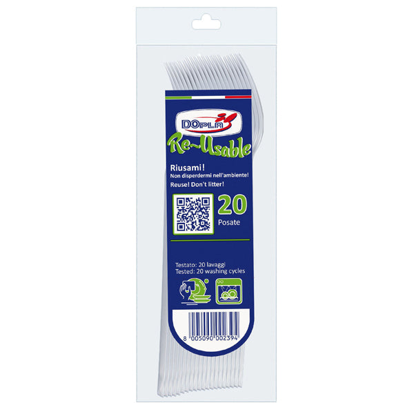 DOPLA - 03644 - Forchetta compact Reuse -18 cm - PS - trasparente - Dopla - conf. 20 pezzi - 101497 - Conf. da 1 Pz.