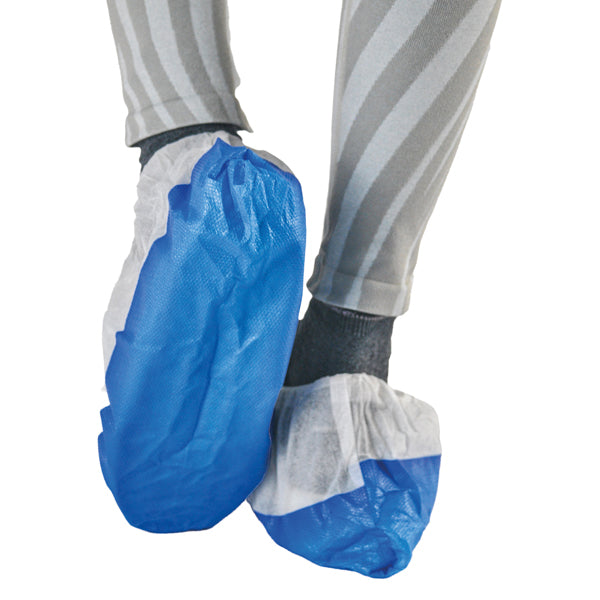 Worker - GA600.21.02 - Sovrascarpe monouso Dual Barrier - antiscivolo - taglia unica - PLP - bianco-blu - Worker - conf. 50 pezzi - 101565 - Conf. da 1 Pz.