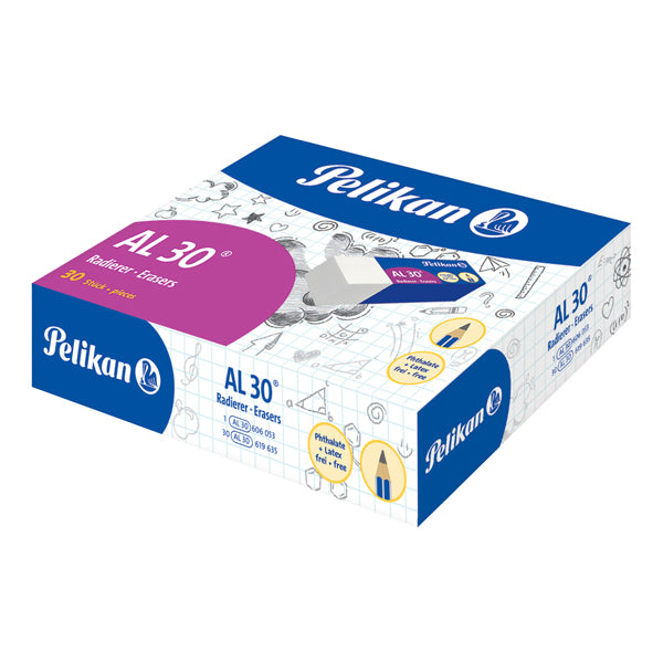 PELIKAN - 606053 - Gomma AL30 - bianca per matita - Pelikan - conf. 30 pezzi - 101783 - Conf. da 1 Pz.