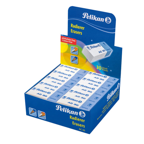 PELIKAN - 606079 - Gomma AC30 - bianca e blu - Pelikan - conf. 30 pezzi - 101784 - Conf. da 1 Pz.