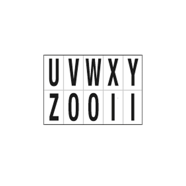 CARTELLI SEGNALATORI - 936UZ - Lettera adesiva da U a Z - PVC - 70 x 124 mm - 10 et-fg - 1 foglio - nero-bianco - 101840 - Conf. da 1 Pz.