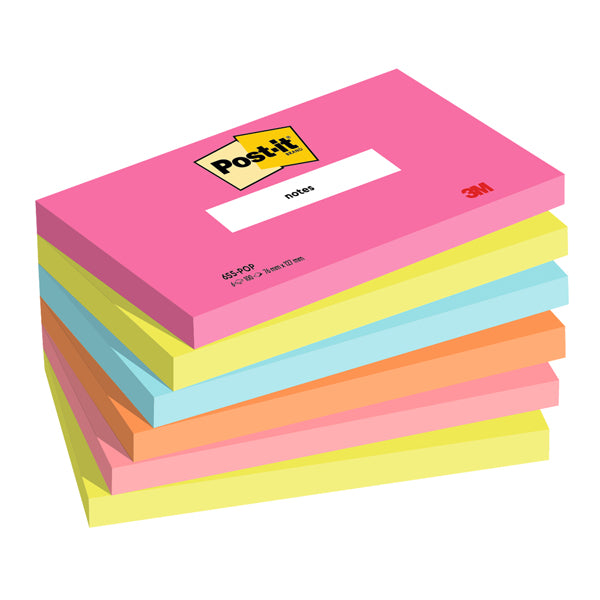 POST-IT - 7100259224 - Cf. 6pz blocco 100fg. Post-it Notes 76x127mm 655-POP Popmistic - 101850 - Conf. da 1 Pz.