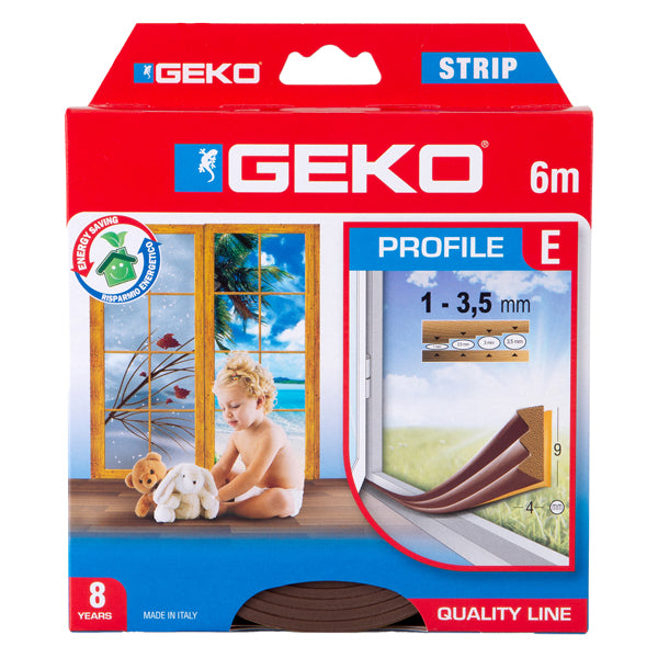 Geko - 1000-3 - Guarnizione in gomma per isolamento STRIP 6mt tipo E marrone Geko - 101933 - Conf. da 1 Pz.