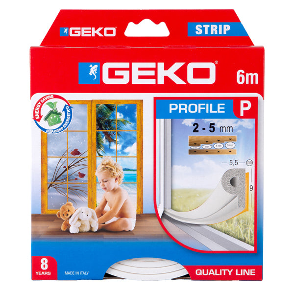 Geko - 1000-9 - Guarnizione in gomma per isolamento STRIP 6mt tipo P bianco Geko - 101934 - Conf. da 1 Pz.