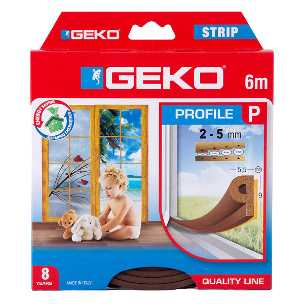 Geko - 1000-7 - Guarnizione in gomma per isolamento STRIP 6mt tipo P marrone Geko - 101935 - Conf. da 1 Pz.