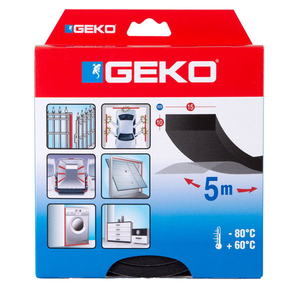 Geko - 1300-15 - Guarnizione adesiva in neoprene per serramenti MUSS 15x10mmx5mtt Geko - 101940 - Conf. da 1 Pz.