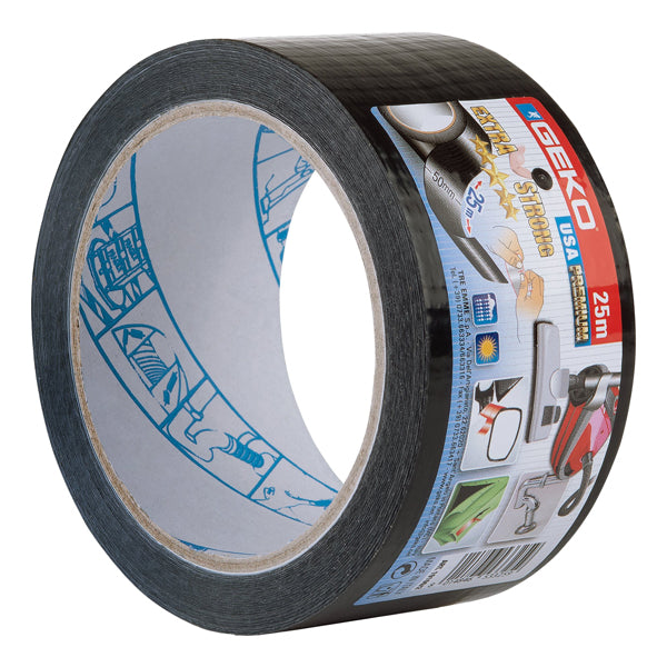 Geko - 19100-2 - Nastro telato americano USA PREMIUM 50mmx25mt nero Geko - 101948 - Conf. da 1 Pz.