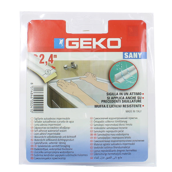 Geko - 450-40 - Sigillante adesivo per doccia e lavabi SANY 40mm x 2,4mt bianco Geko - 101952 - Conf. da 1 Pz.