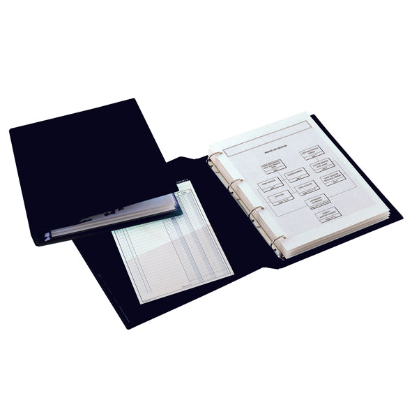SEI ROTA - 34355010 - Raccoglitore Sanremo 2000 - 4 anelli a D 25 mm - dorso 4 cm - 35 x 50 cm (libro) - nero - Sei Rota