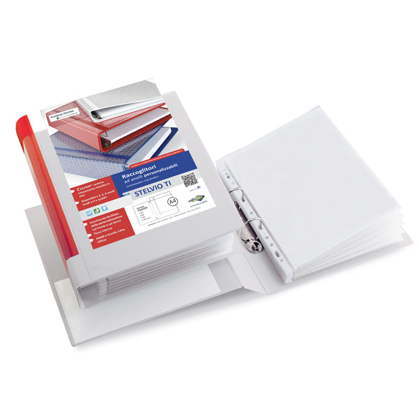 SEI ROTA - 35504601 - Raccoglitore personalizzabile Stelvio TI - 2 anelli a D 50 mm - dorso 7,5 cm - 22 x 30 cm - bianco - Sei Rota
