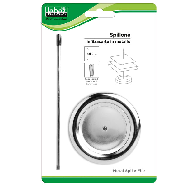 LEBEZ - 093 - Spillone infilzacarte - con cappuccio - metallo - Lebez