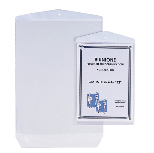 SEI ROTA - 472230 - Buste Porta Avvisi Appendicartello - PVC - 22 x 30 cm - trasparente - Sei Rota - conf. 10 pezzi