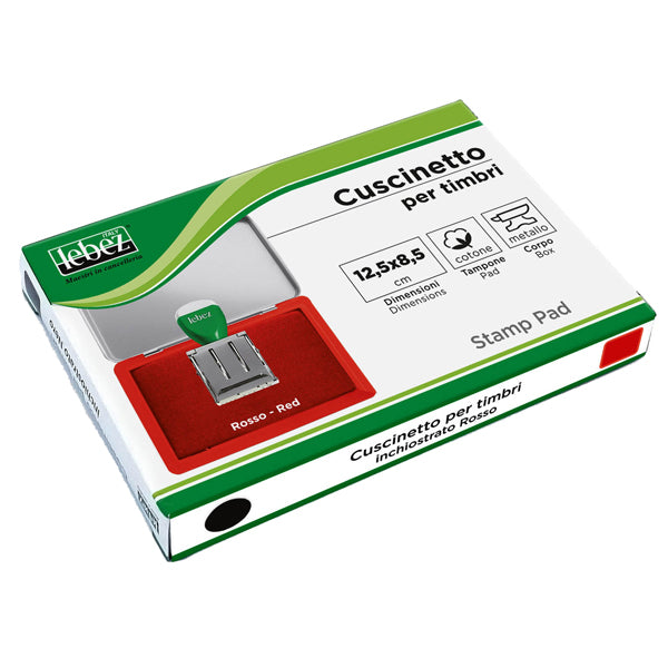LEBEZ - 1481-R - Cuscinetto per timbri - 12,5 x 8,5 cm - rosso - Lebez