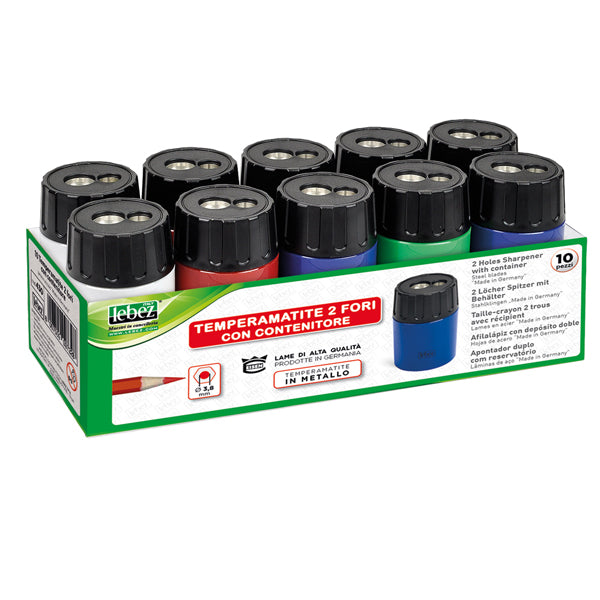 LEBEZ - 430 - Temperamatite - 2 fori - con contenitore - Lebez