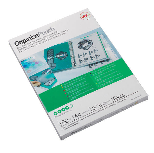 GBC - 3740400 - Pouches - A4 - 216 x 303 mm - 2 x 75 micron - GBC - conf. 100 pezzi
