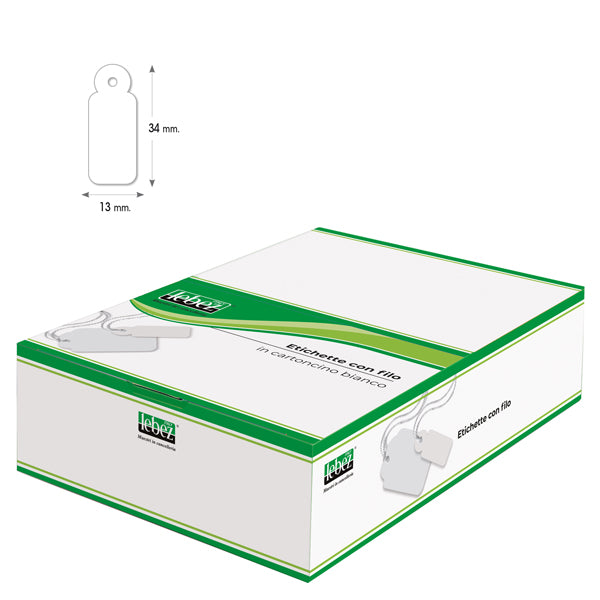 LEBEZ - A386 - Etichette con filo A386 - 13 x 34 mm - bianco - Lebez - conf. 1000 pezzi