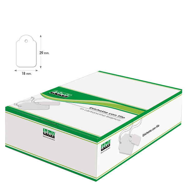 LEBEZ - A389 - Etichette con filo A389 - 18 x 29 mm - bianco - Lebez - conf. 1000 pezzi