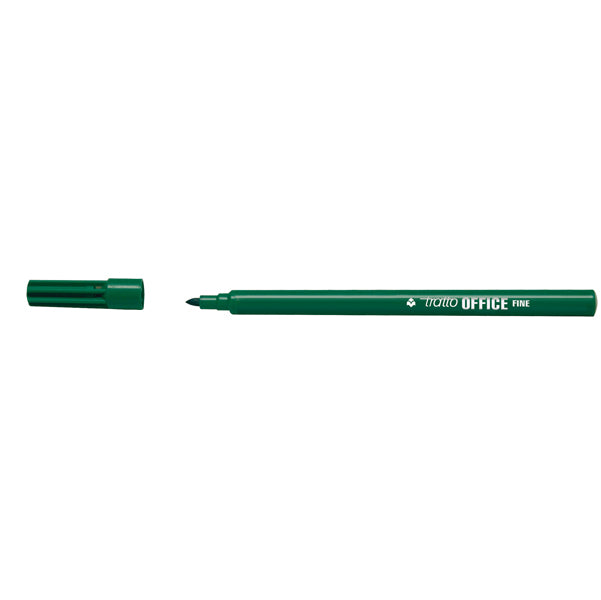 TRATTO - 730504 - Pennarelli Office - punta feltro - punta fine - tratto 0,7 mm - verde - conf. 12 pezzi