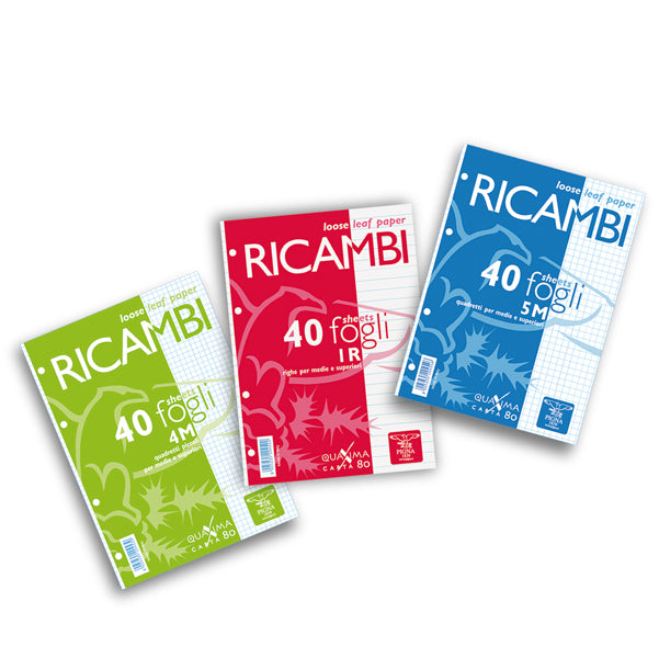 PIGNA - 00629045M - Ricambi forati Quaxima - A5 - 5 mm - 80 gr - 40 fogli - Pigna