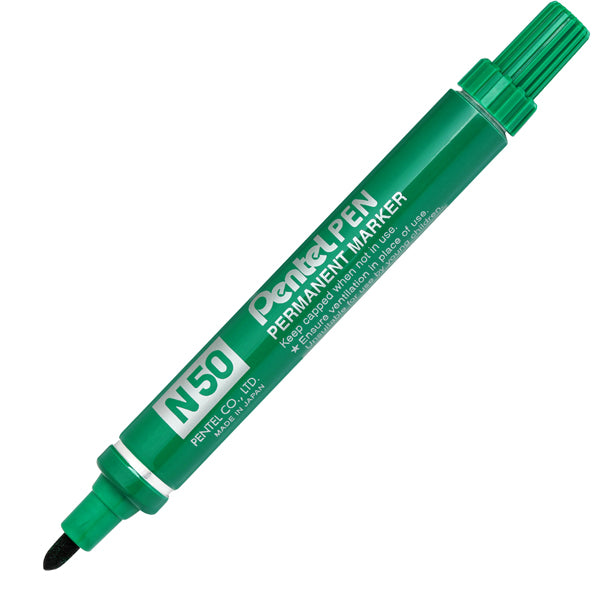 PENTEL - N50-D - Marcatore permanente N50 - punta tonda - verde - Pentel
