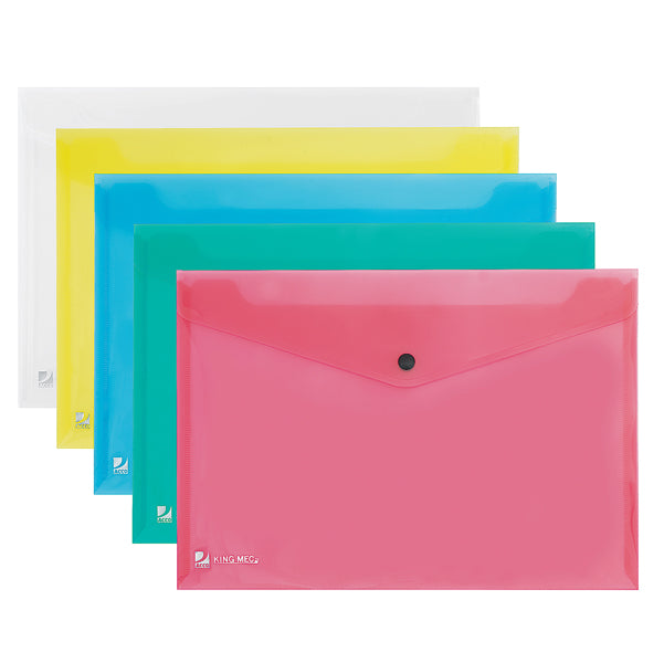 KING MEC - 111355 - Busta con bottone Pull - 21x29,7 cm - colori assortiti - King Mec