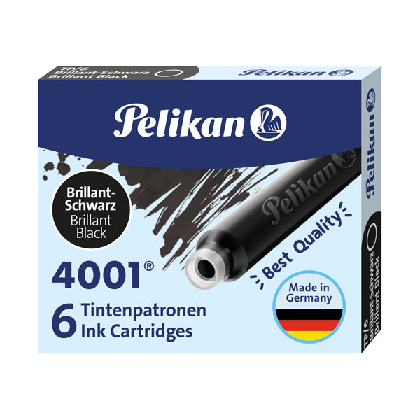 PELIKAN - 301218 - Cartucce inchiostro 4001 (TP-6) - lunghezza 39mm - nero - Pelikan - conf. 6 pezzi