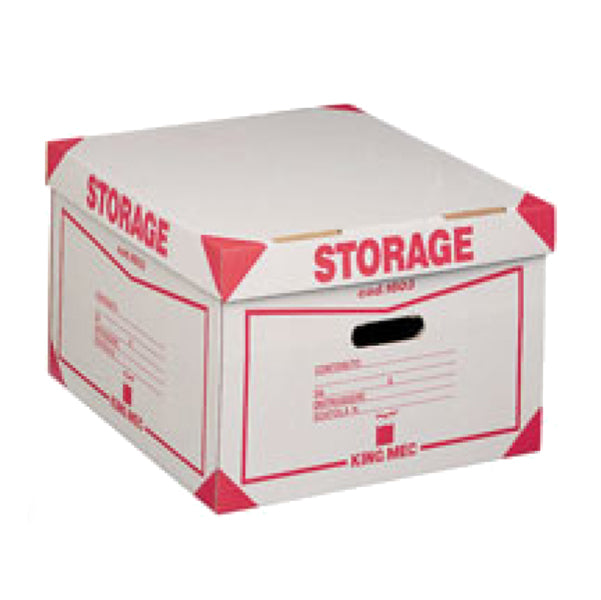 KING MEC - 00160300 - Scatola Storage - con coperchio - 38,5x26,4x39,7 cm - bianco e rosso - 1603 Esselte Dox