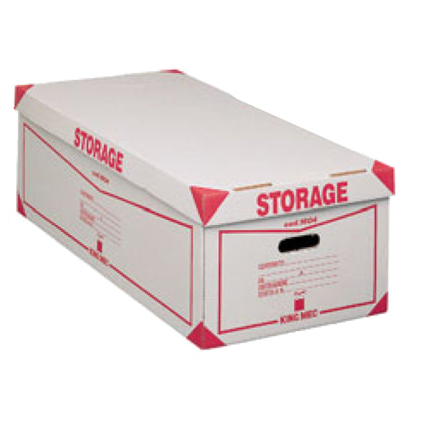KING MEC - 00160400 - Scatola Storage - con coperchio - 38,5x26,4x75,5 cm - bianco e rosso - 1604 Esselte Dox