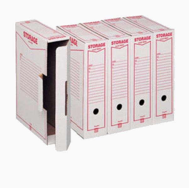 KING MEC - 00160100 - Scatola archivio Storage - A4 - 8,5x31,5x22,3 cm - bianco e rosso - 1601 Esselte Dox